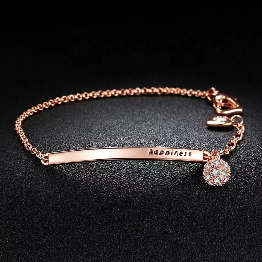 NEW Minimalist Rose Gold Bar Bracelet - Picture 1 of 10